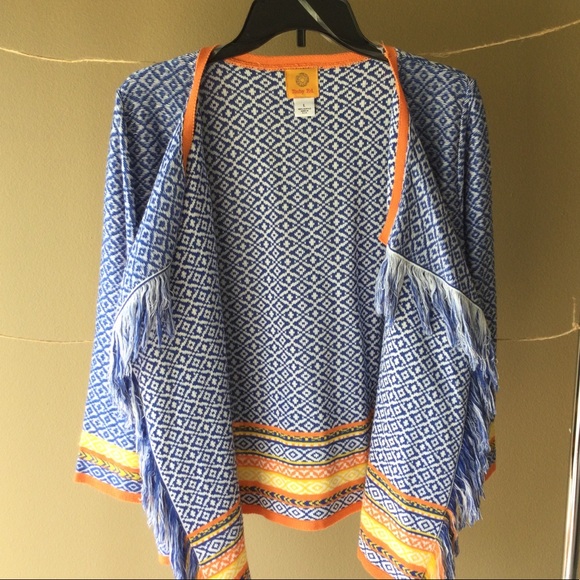 Ruby Rd. Open front Cardigan with fringe - Picture 1 of 5